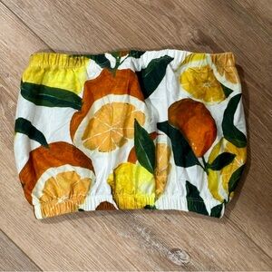 Topshop‎ Citrus Fruit Bandeau Tube Top 100% Cotton US SIZE 4